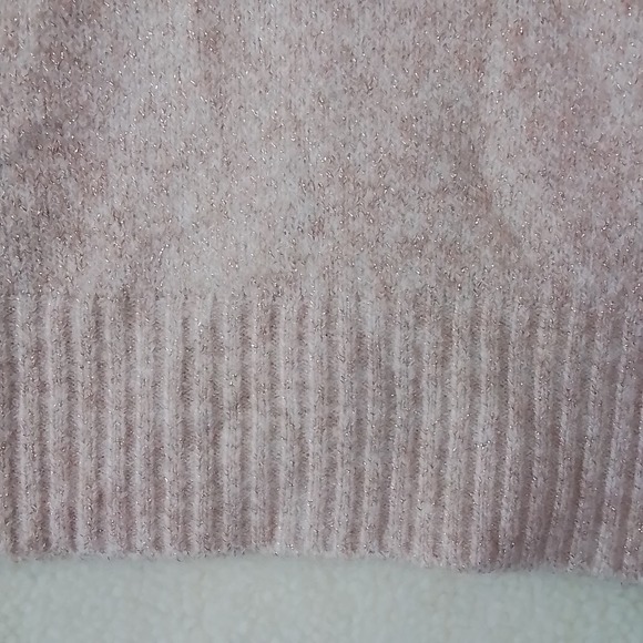 J LO Jennifer Lopez Balloon Sleeve Knit Sweater Size Medium Pink‎ Gold Threads - Picture 9 of 12